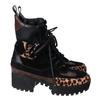 LOUIS VUITTON Monogram xhair calf lace-up boots shoes 38Used