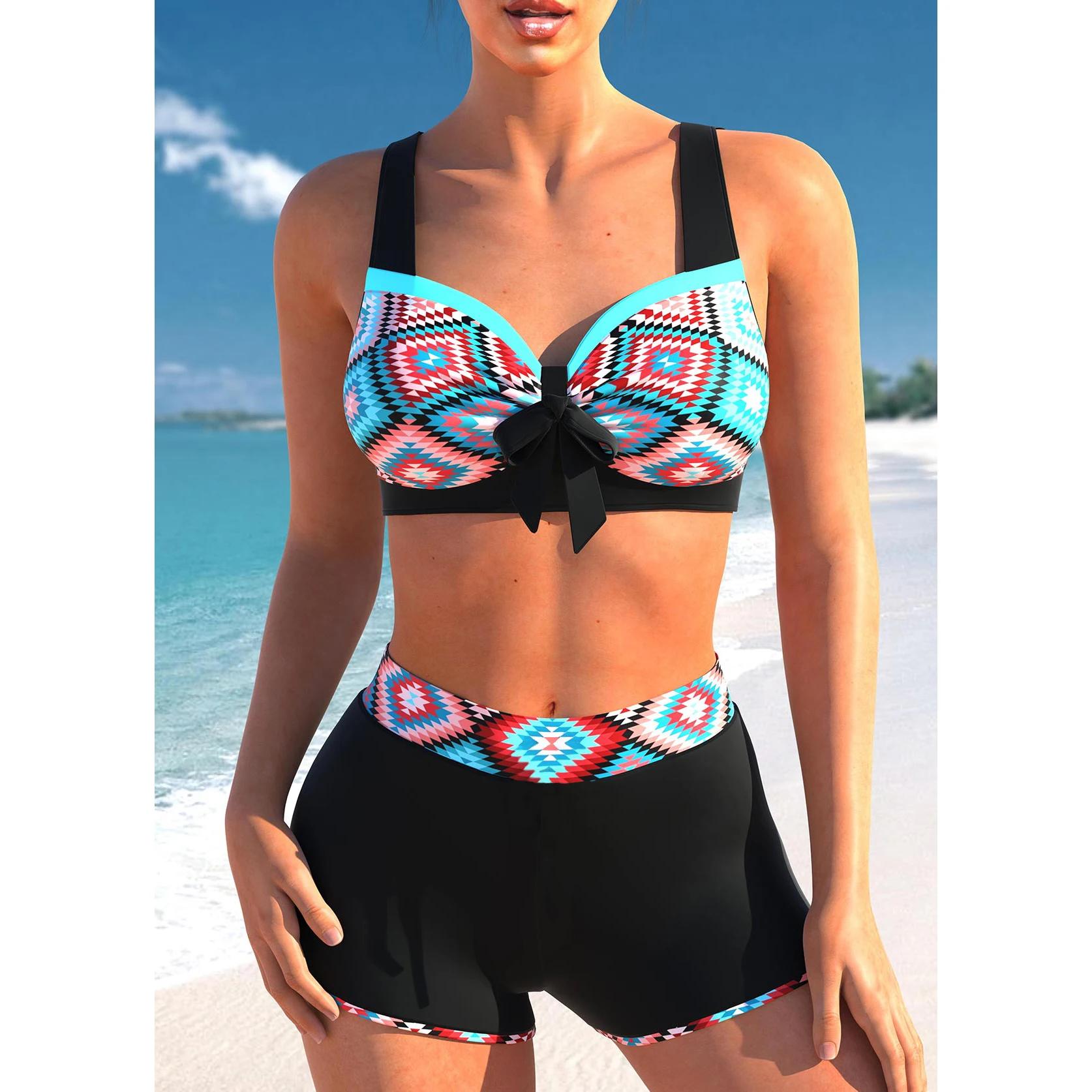 

Лето 2024, комплект из двух предметов, пляжное бикини, сексуальный комплект купальников, летний женский новый принт, бикини из двух предметов, пляжный купальник XXXL красный