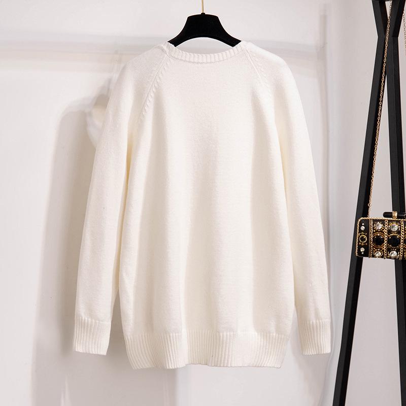 Plus Size Women's Pullover Sweater, Bust 150/160 cm, Round Neck, 200/300 lbs