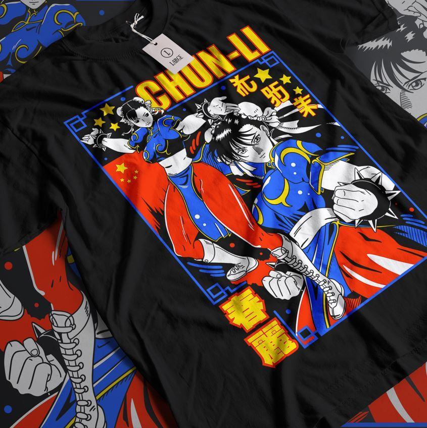 

Chun Li shirt Street Fighter vs King Of Fighters T-shirt SNK Anime Gift Shirt 4XL