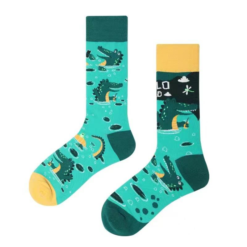 Mandarin Duck Men's and Women's Socks Original AB Trendy Socks Medium High Tube Socks Flower Fruit Animal Cartoon Cotton Socks