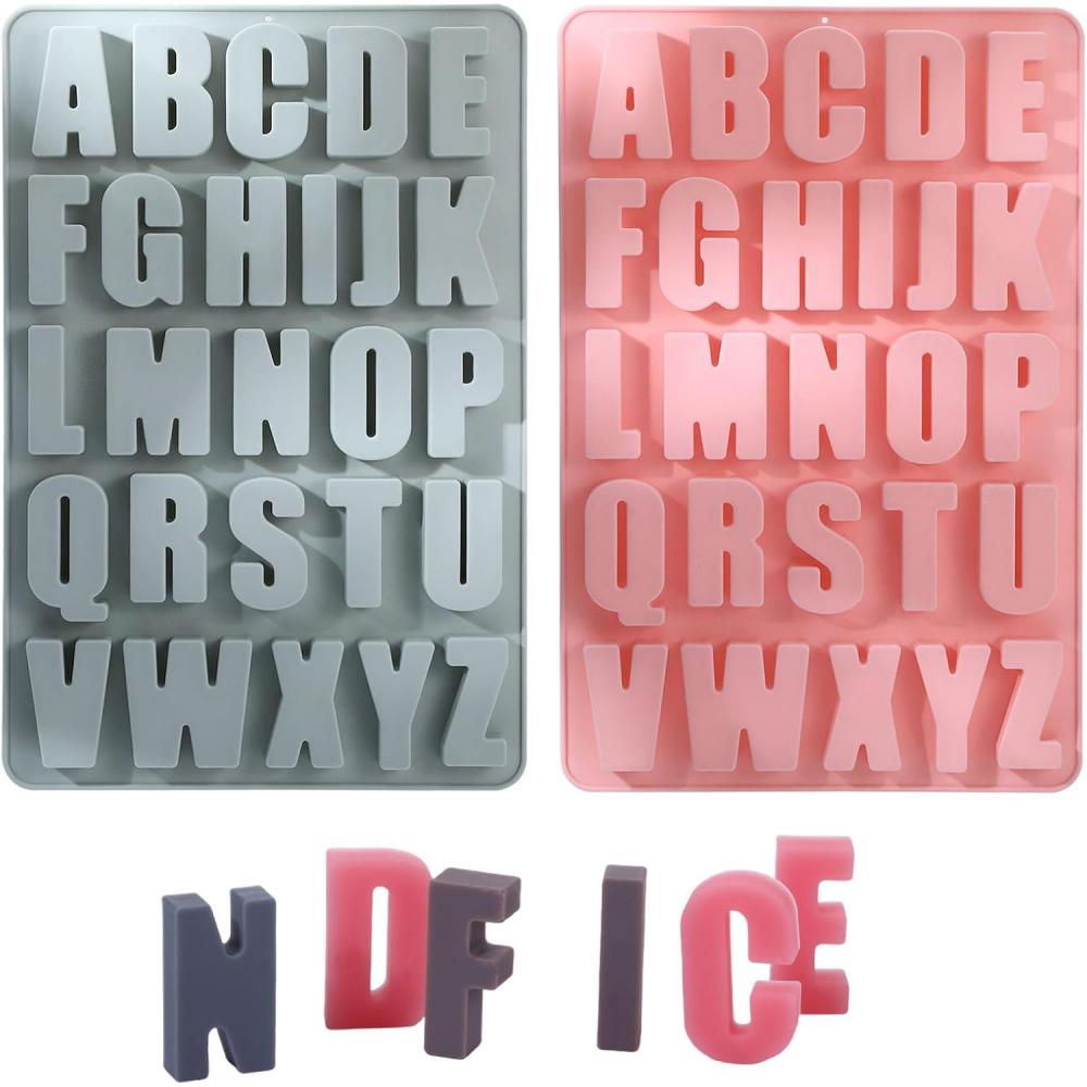 Chocolate letter silicone handicraft molds, reusable crayon wax molds, cake decoration silicone letter molds, candies, chocolate