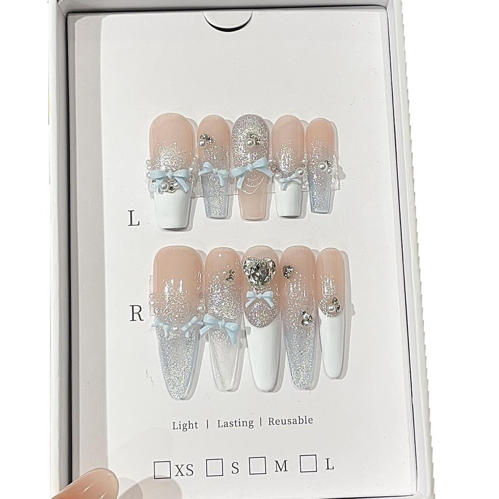 Confession Blue Sweet Blue Clear Galaxy Cat Eye Bow Pearl Sticker Wear Armor Piece