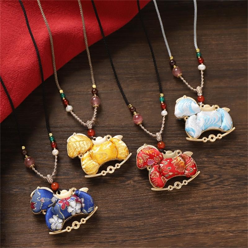Women's Vintage Inspired Long Handmade Alloy Necklace Featuring Horse Charm Pendant for Sweater Fashion and Casual Wear