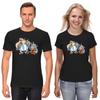 Asterix und Obelix, Berühmte Charaktere Figur, Kurzarm Weiß-Schwarz Herren / Damen T-Shirt K081