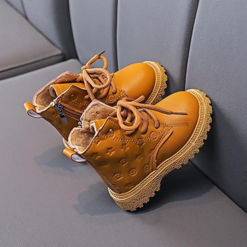 Kinder warme Martin Stiefel 2025 Herbst und Winter neue Jungen Britischer Stil plus Samt kurze Stiefel mittelgroße und kleine Kinder Lederstiefel Winter