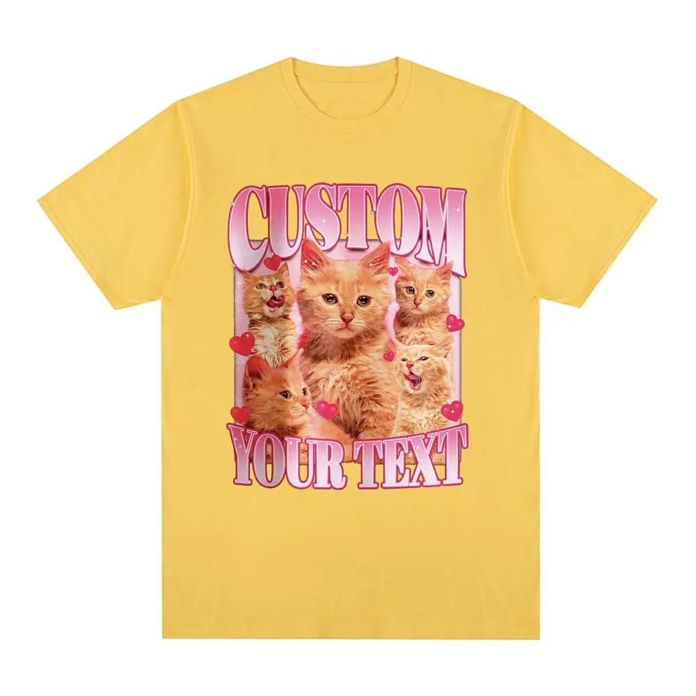 

Футболка с индивидуальным текстом и графикой, подарок любителю кошек, женская повседневная футболка большого размера с коротким рукавом, уличная футболка 4XL
