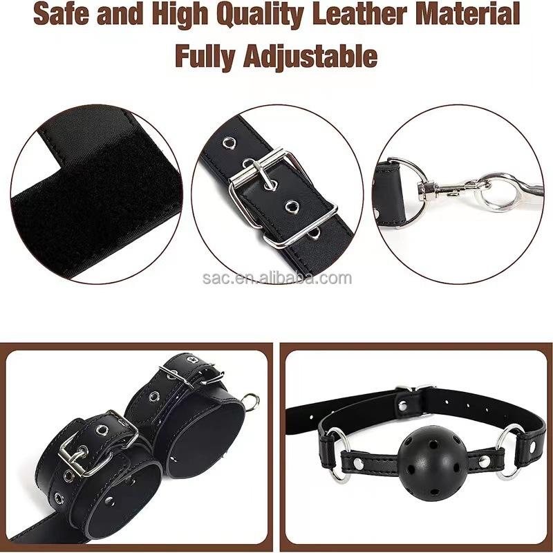 SacKnove China Bdsm Anal Hook Backhand Handcuffs Sex Toys Moth Gag Gear Set SM Bondage Kit for Woman Couples