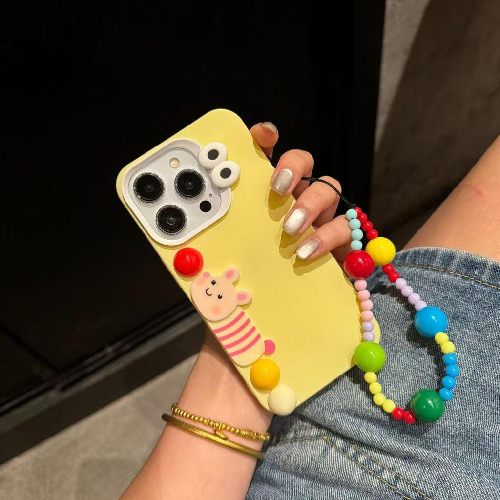 Koreanische 3D-Tier-Handyhülle mit Kette für iPhone 17 Pro Max, iPhone 15, 16, 14 Pro