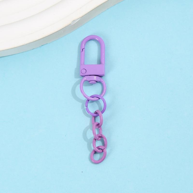 10Pcs Lobster Clasp Spring Buckle With Chains Colored Keychains For Diy Jewelry Making Key Ring Hooks Bags Buckle