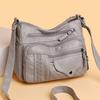 Fashion retro trend four seasons soft leather multi-compartment multi-pocket sewing line multi-layer single shoulder oblique span women's bag