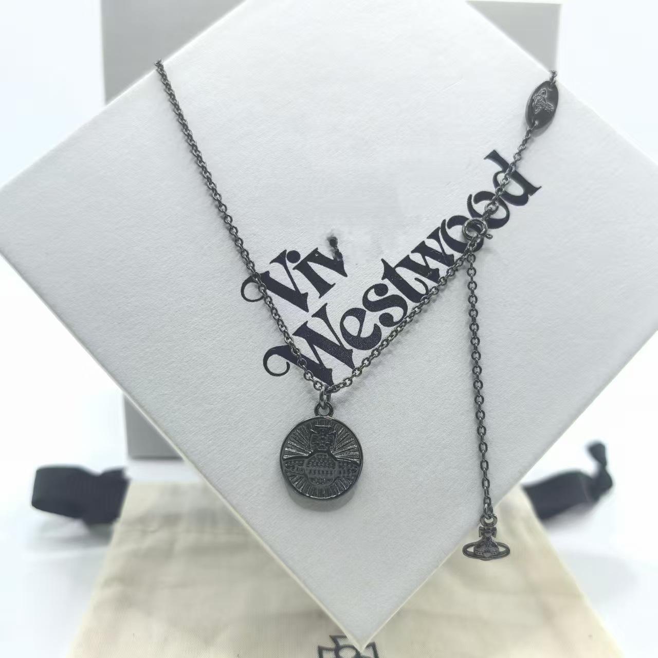 Двусторонняя подвеска-ожерелье с монетой вдовствующей императрицы Цыси - Женская ретро-цепочка на ключицу с рельефом Сатурна