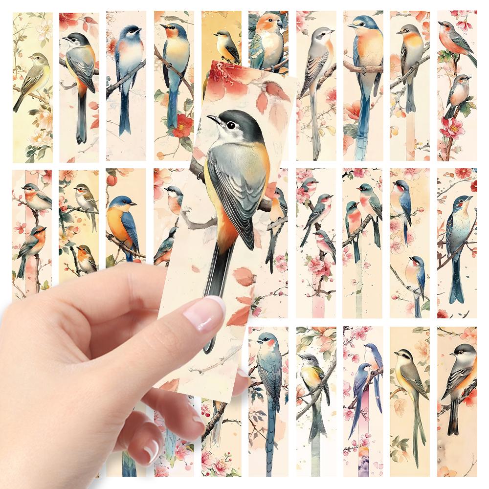 32pcs, Hand Painted Watercolour Assorted Birds Bookmarks for Teachers, Readers and Book Lovers, Bookmarks, Gifts, Parties, Birth