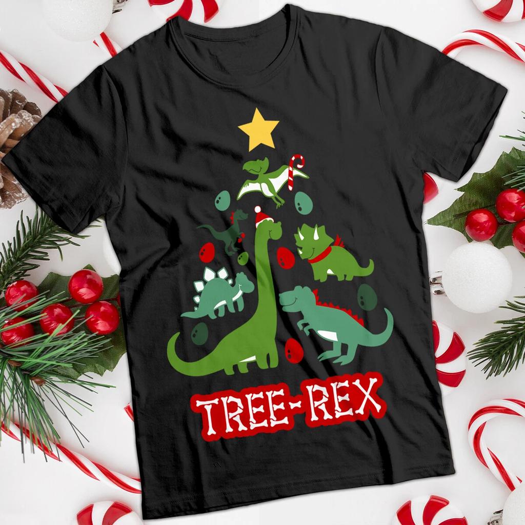 Christmas Tree T-Shirts Funny Dinosaur Mens and Womens Tee #MC