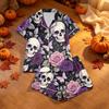 Damen Casual Halloween-Print Pyjama-Set, Zweiteilig Bequeme Nachtwäsche
