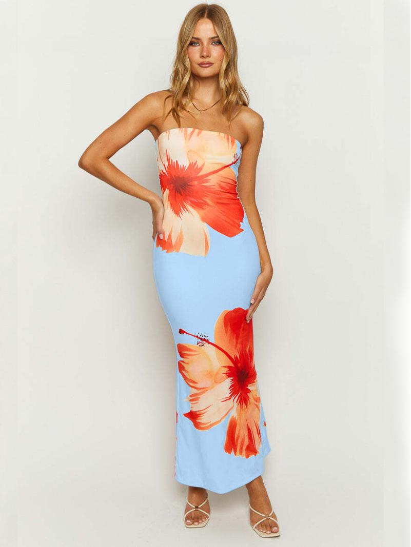 

Европейское и американское женское летнее платье А-силуэта с открытыми плечами Extra Small синий