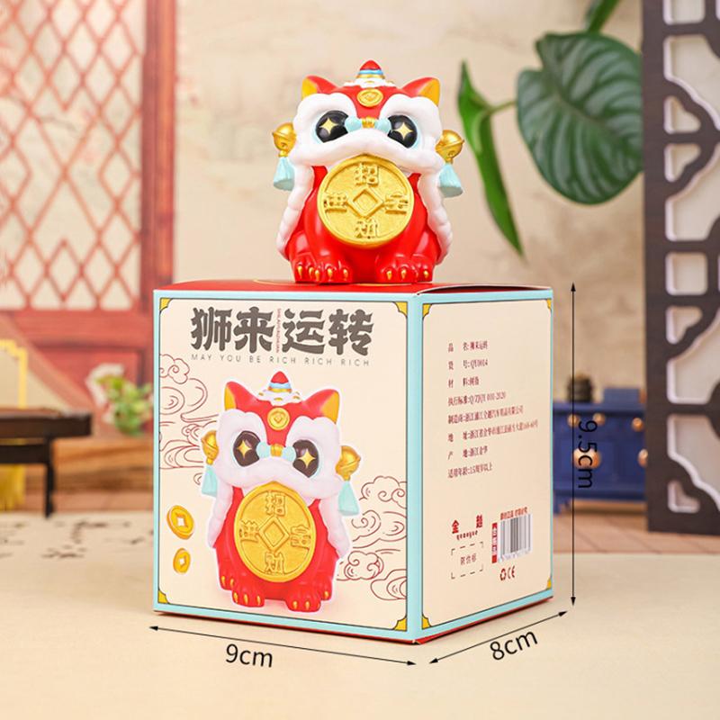 Cute Mini Fortune Dance Lions Figurine Blessing  Year Dance Lions Statue Chinese Style Lucky Small Ornament