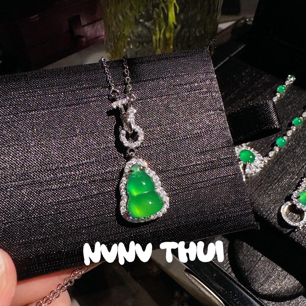 Jewelry, Chalcedony Agate Yang Green Gourd Ice Pendant Lock Necklace, Classic Comparable To Jadeite Fulu Bracelet