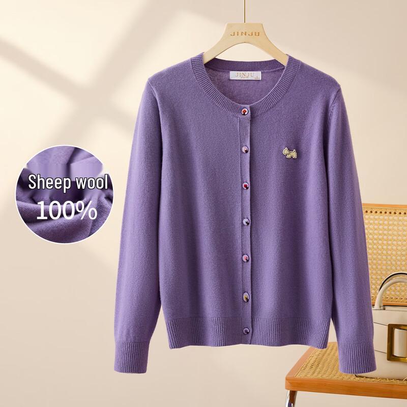 Women s 100% Lambswool Thick Sweater with Cartoon Brooch M