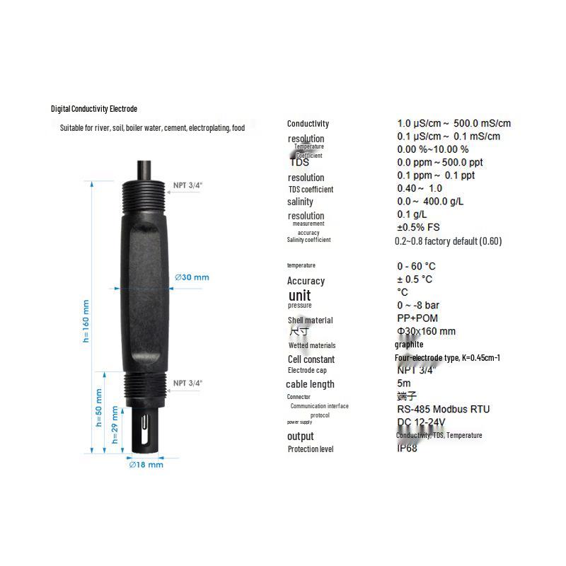 Online Sewage Conductivity Sensor: EC, Salinity, and TDS Detection Probe