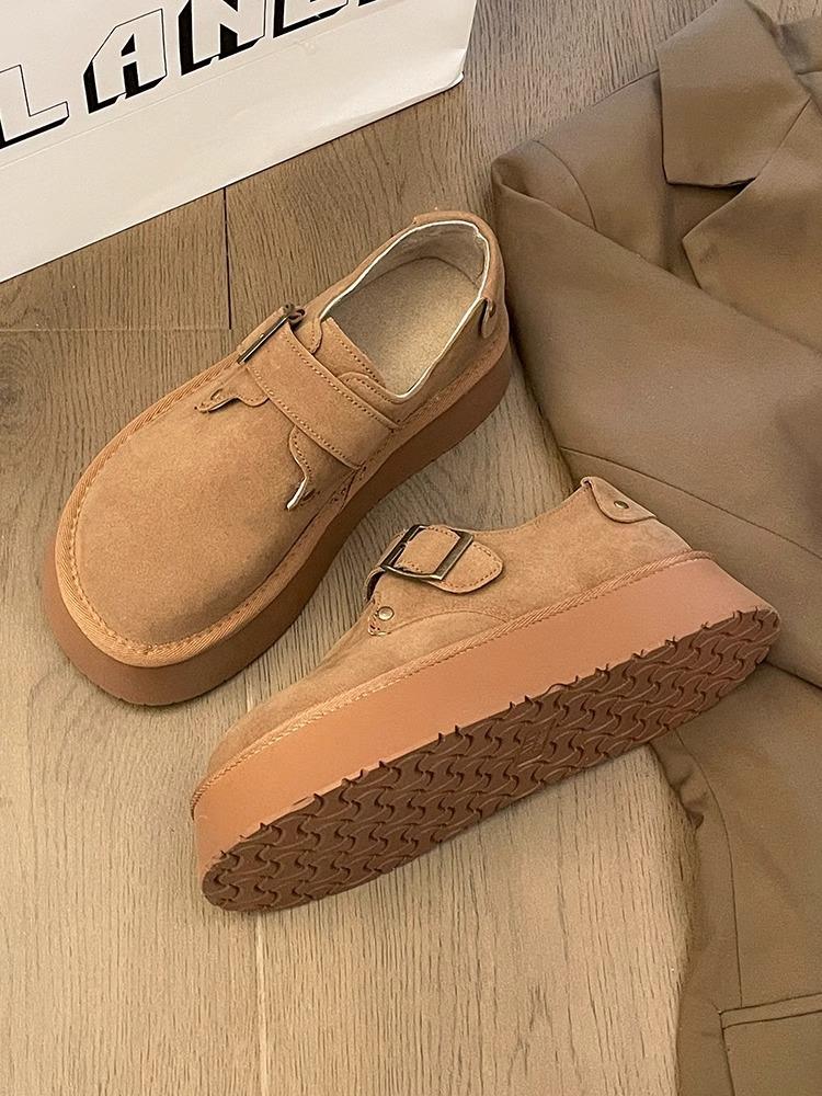 Retro women's spring and autumn new models, one-pedal thick-soled heightening soft-soled Doudou shoes for children