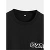 European Size T-Shirt, Casual Short Sleeve Round Neck T-Shirt with 'OSAKA' Design, Black Japanese Style Summer Outdoor Clothing