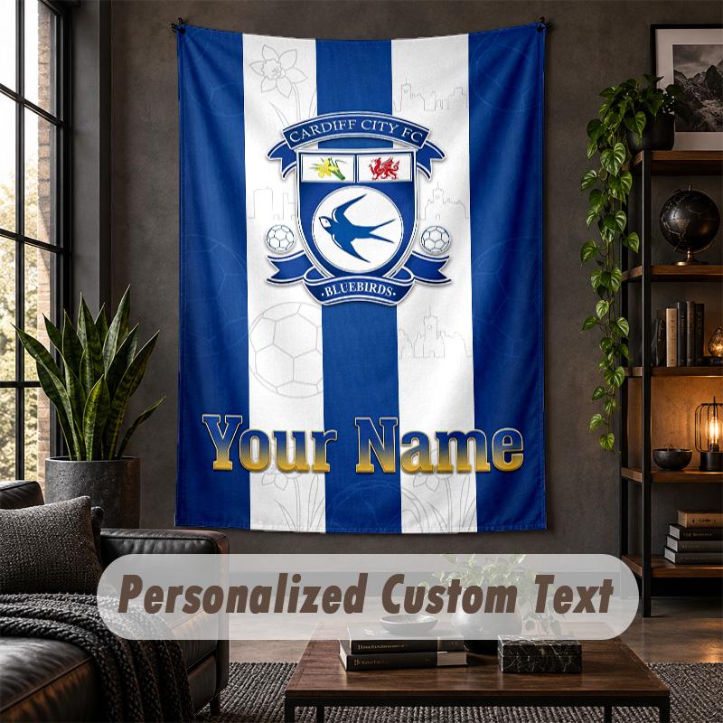 Personalized Wall Tapestry,Cardiff City Custom Text, Soft Fabric Wall Art For Indoor Decoration