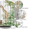GAEJungle Animal Shower Curtain Forest Giraffe Elephant Rainforest Tropical Safari Green Plant Wildlife Parrot Watercolor Show