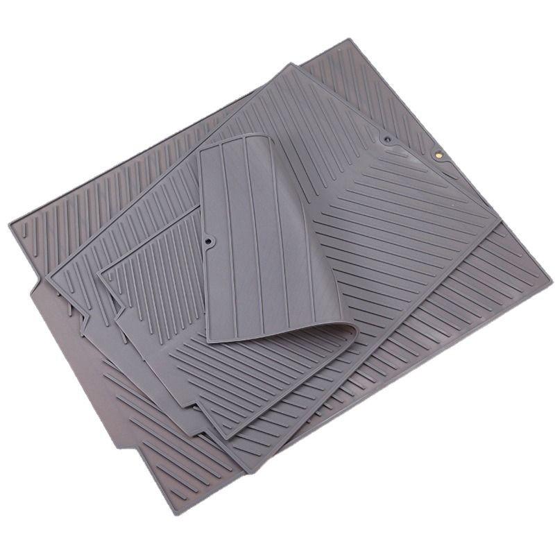 Large Silicone Striped Draining Mat - Minimalist Square Picnic Bar Pad