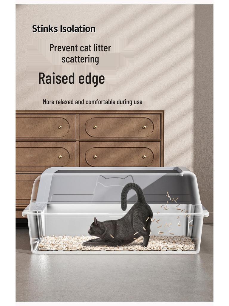 Stainless Steel Top-Entry Cat Litter Box, Anti-Splash Design