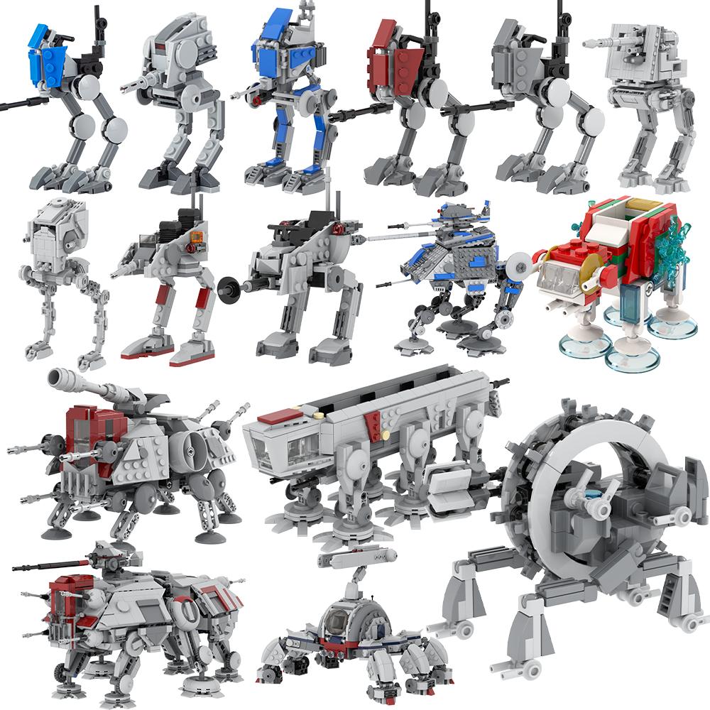 MOOXI Space Wars Walking Machine Model MOC Bricks DIY Diorama Adult Children Toys Building Block Set Montessori Gifts Decoration