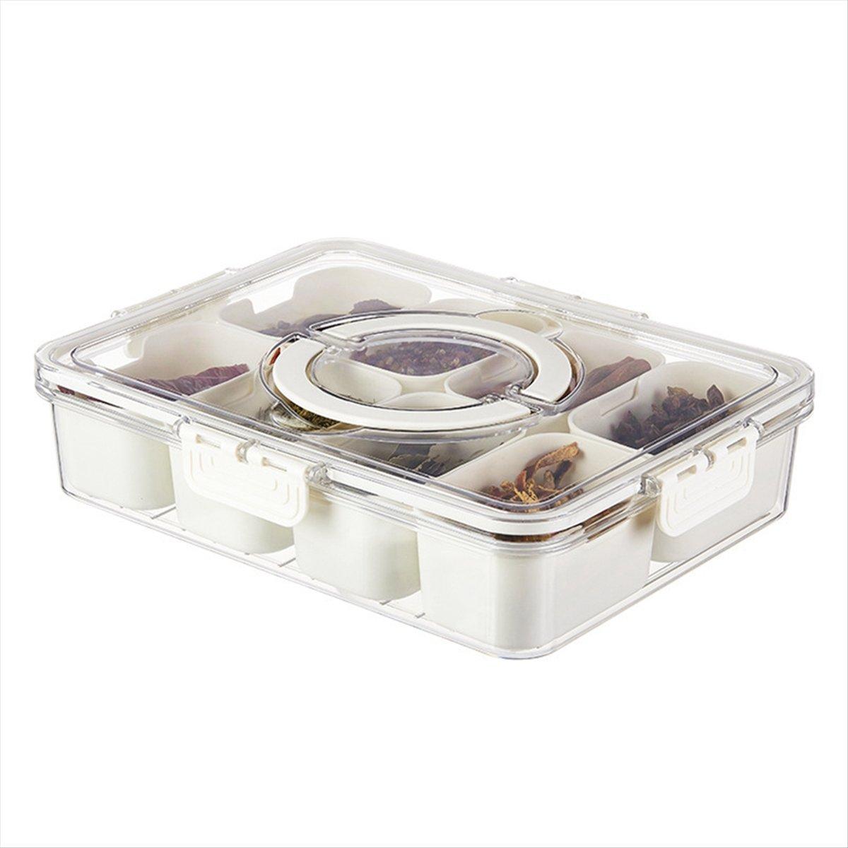 

2025+ Divided Serving Tray with Lid and Handle Portable Snack Platter Organizer with 8 Compartments Plastic Appetizer Tray China Mainland