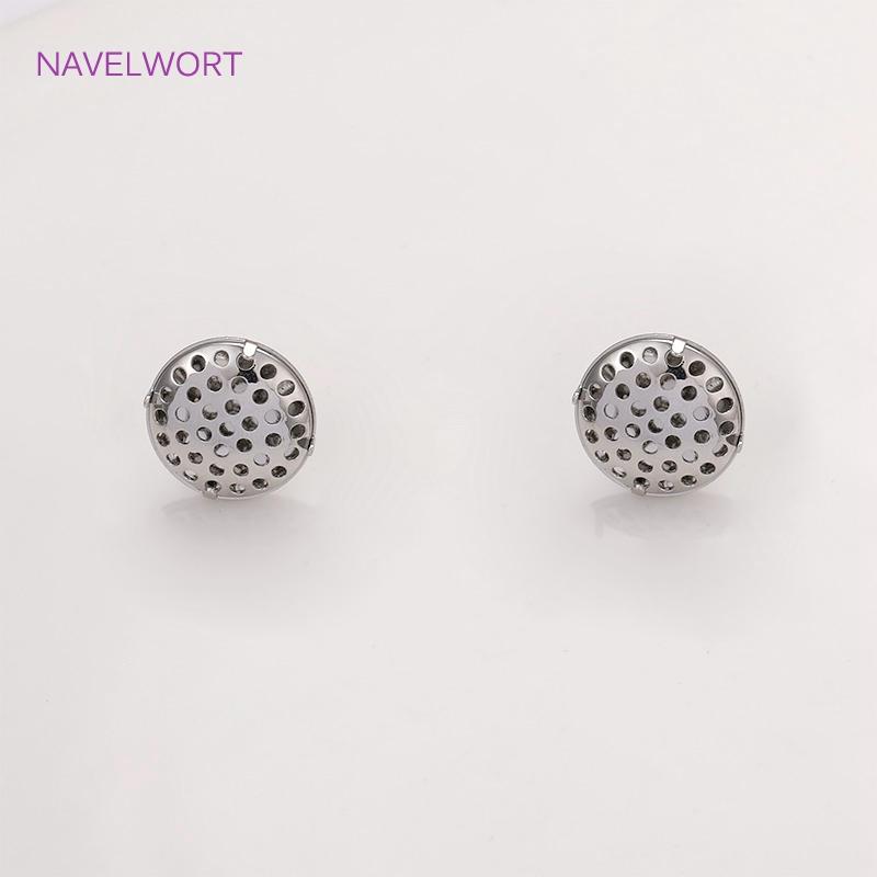 14K Gold Plated Combinable Round Stud Earring S925 Sterling Silver Needle Mesh Earrings Setting DIY Jewelry Making Findings