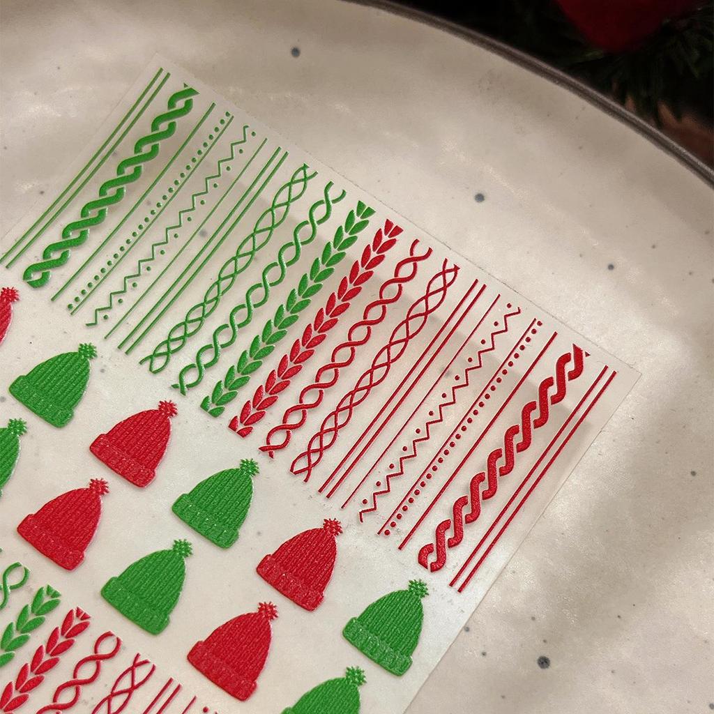 YITU Cable Knit Hat & Nail Art Stickers - Delicate Self-Adhesive Designs (YT4427)