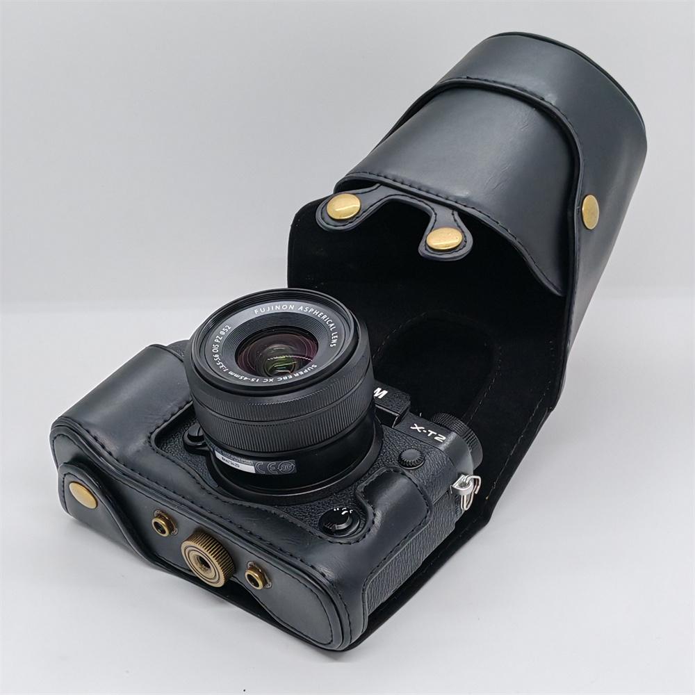 PU Leder Kameratasche Hülle für Fujifilm XT2 XT3 Fuji X-T2 X-T3 Schutz Aufbewahrung Basis Ganzkörperabdeckung mit Riemen