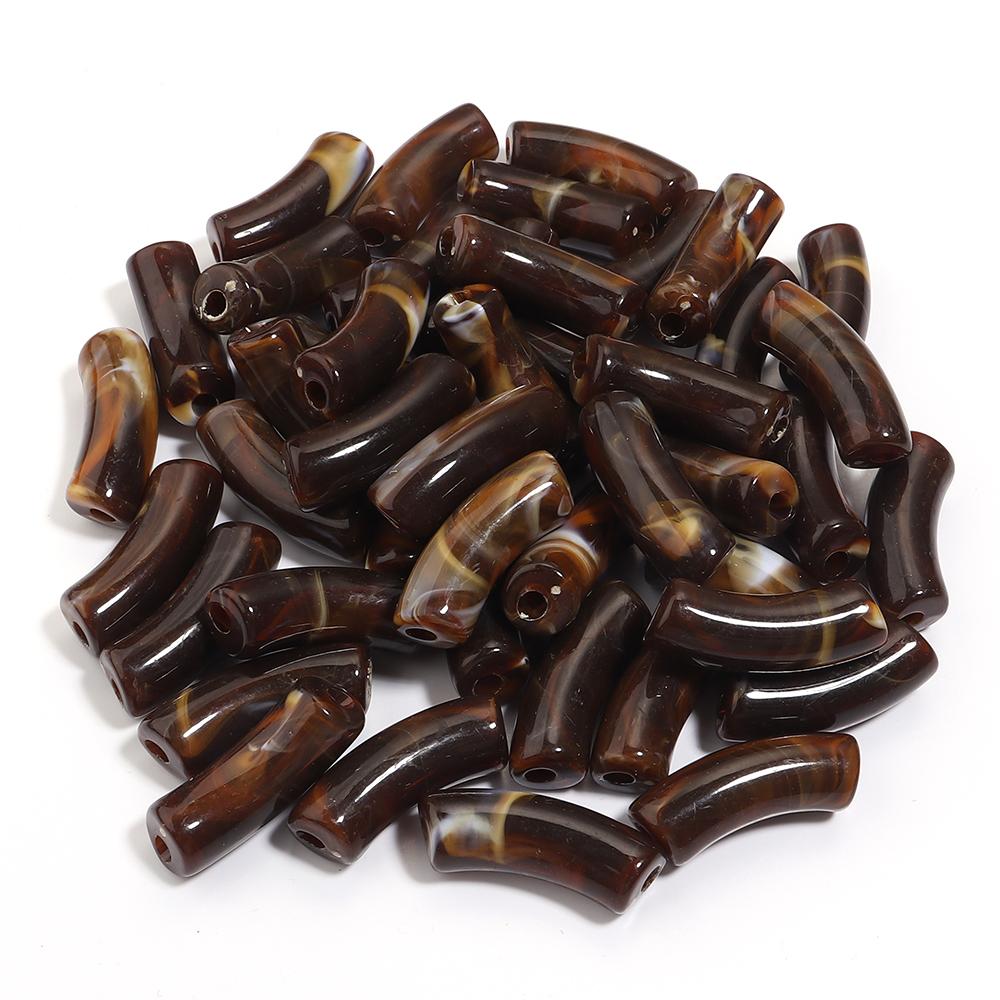 

20pcs/lot 35x11mm Acrylic Bamboo Tube Beads Dual Color Chunky Bent Pipe Loose Beads For DIY Bracelet Necklace Jewelry Accessorie коричневый