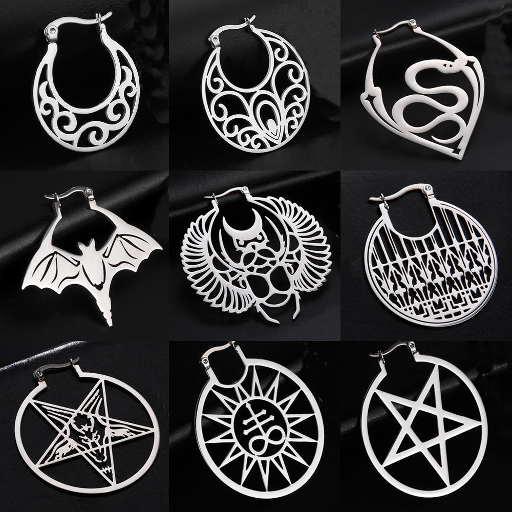 Xiaomi Skyrim Stainless Steel Pentagram Hoop Earrings for Women Gothic Witchy Star Dangle Earrings 2026 Trend Amulet Jewelry