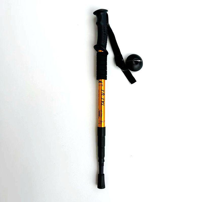 Ultra-Light Aluminum Alloy Mountaineering Trekking Pole with Shock-Absorbing Technology - Curved and Straight Handle, Telescopic Crutch