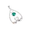 Chrome Diopside Gemstone 925 Sterling Silver Jewelry Zircon Heart Pendant 1.27" CZP-4-9