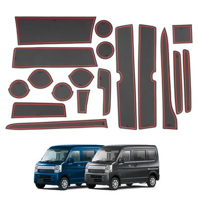 RUIYA Rubber Mats for Suzuki Every Door Pocket Interior Rubber Every Every Wagon DA17W Custom Easy Red DA17V/DA17W, Plates, Non-Slip, Soundproof,