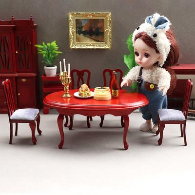 Dollhouse Simulation Table Chair Set Doll Home Miniature Furniture Decor 1/12 Dolls House Living Room Scene Construction PrProps