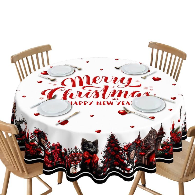 New Christmas Printed Tablecloth Waterproof and Easy To Maintain Dining Table Cloth Festive Atmosphere Beautification Decoration