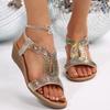 Plus Size 2025 Summer Hot Sale Women's Open Toe Sandals Outdoor Crystal Elastic Band Wedges Sandals for Casual Daily Rome Shoes