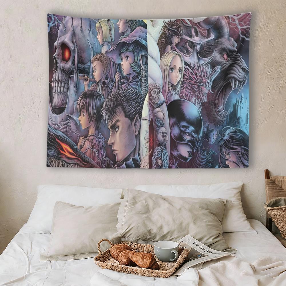 BBerserk MManga Anime Tapestry  GGriffith Skull Knight Wall Art Poster for Living Room Bedroom Decor
