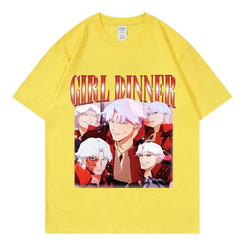 Devil May Cry 2025 Girl Dinner T-Shirt Herren Damen Kleidung Anime Spiel Grafik T-Shirts Gothic Mode Y2k Kurzarm T-Shirts