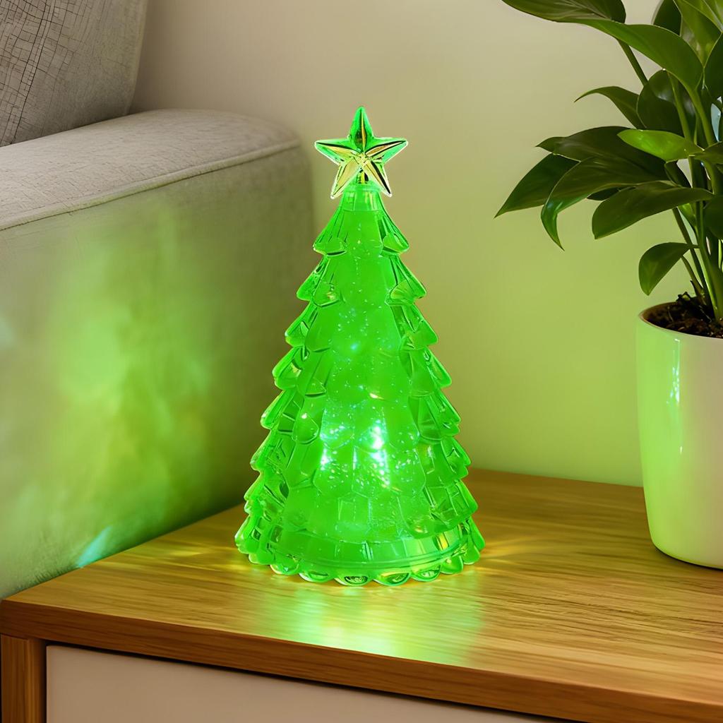 LED Crystal Christmas Tree Night Lights Mini LED Battery Operated Christmas Tree Night Night Lamp For Indoor Bedroom Living Room