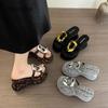 Fashion Metal Decors Thick Bottom Women's Wedge Sandals Slip On Leopard Fashion Platform Slippers Summer Footwear Women Beach Sandals