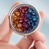 Portable Pill Box with 3 Compartments, Mini Metal Medicine Organizer Case, Cute Printed Pill Container for Vitamins, Pills, Jewelry, Travel, Daily Use