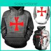 Vibrantly Designed Unisex Knights Templar Cosplay 3d Print Pullover Casual Sweater