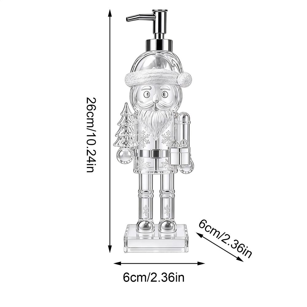 Christmas Character Shaped Soap Dispenser Acrylic Clear Refillable Reusable Christmas Nutcracker Sink Soap Dispenser Bottle